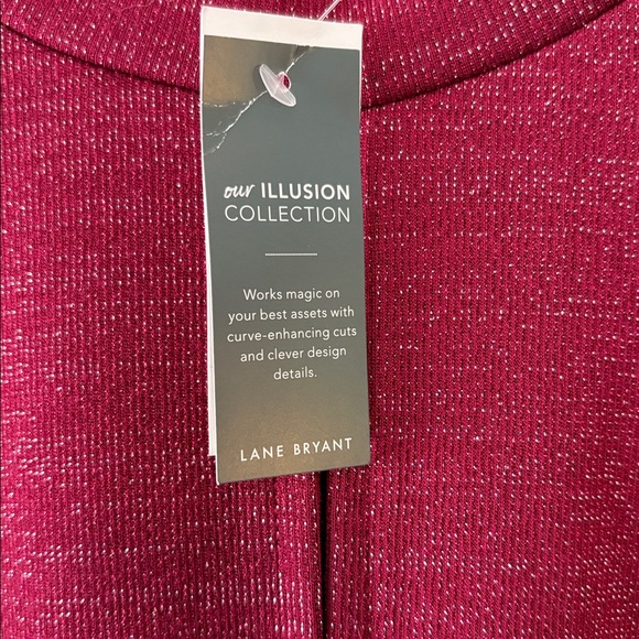 Lane Bryant Sparkling Red Knit Keyhole‎ Top - Picture 3 of 8